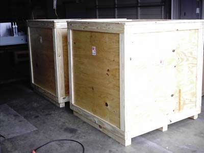two commercial packing crates